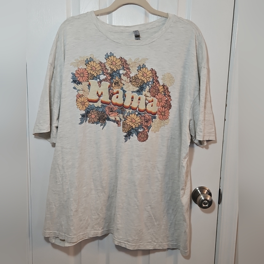 Next Level Apparel Women's Short Sleeve T-Shirt 3XL MAMA Floral Print